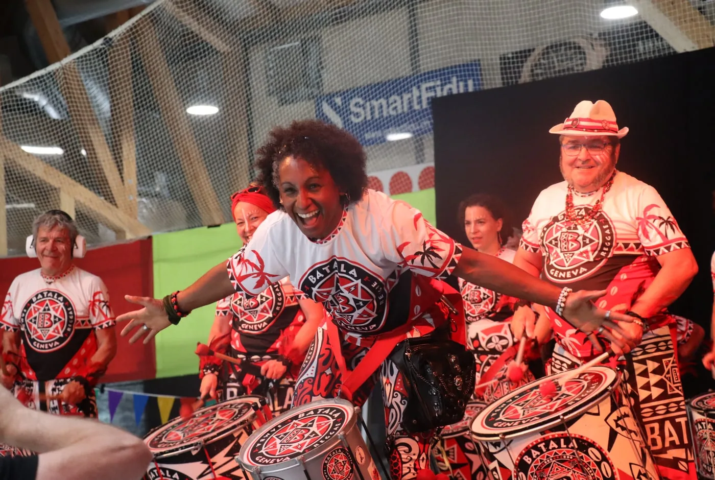 Musiciennes et musiciens de Batala Genève lors de la Fête multiculturelle 2025